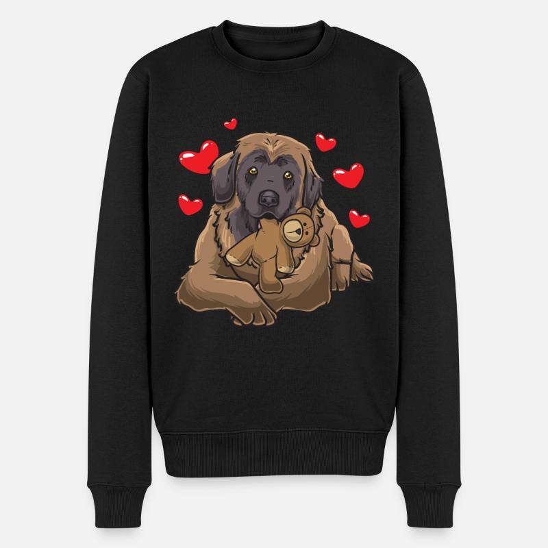 Doux Leonberger chien avec peluche - Pull Premium bio Homme - noir