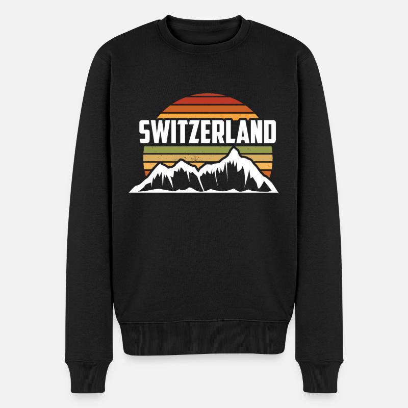 Schweizer Berge und Alpen Schweiz - Männer Premium Bio Pullover - Schwarz