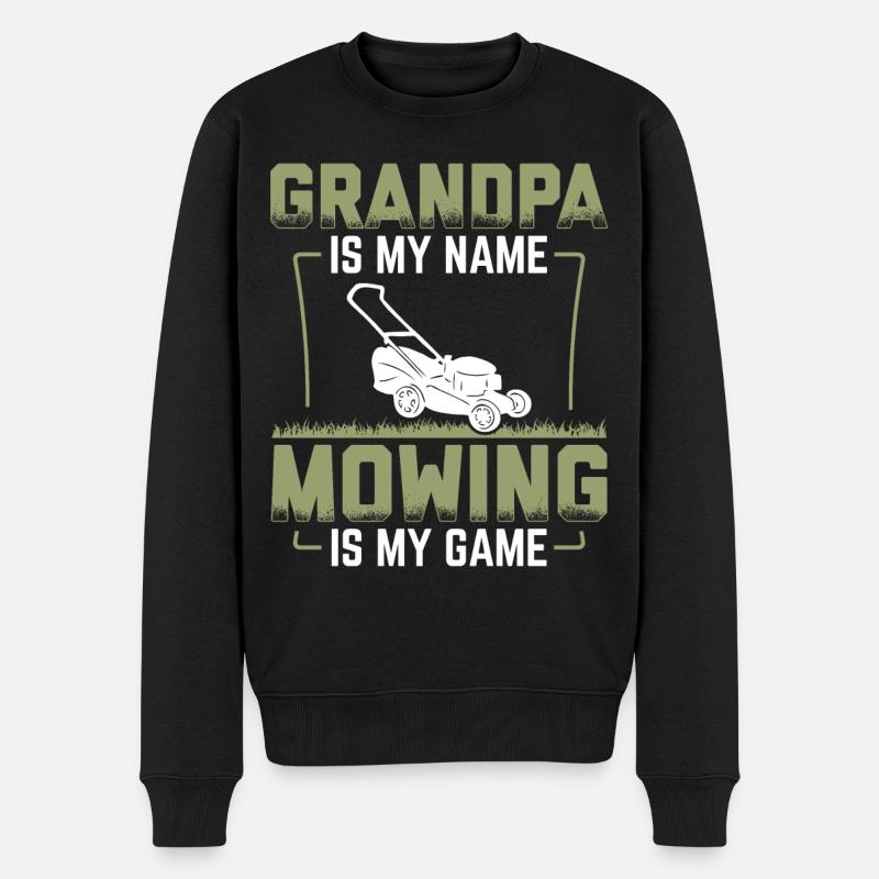 Rasenmäher Opa Rasenmähen Gartenarbeit Mähen - Männer Premium Bio Pullover - Schwarz