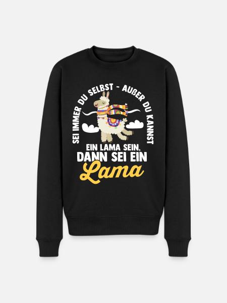 Lama - Männer Premium Bio Pullover - Schwarz