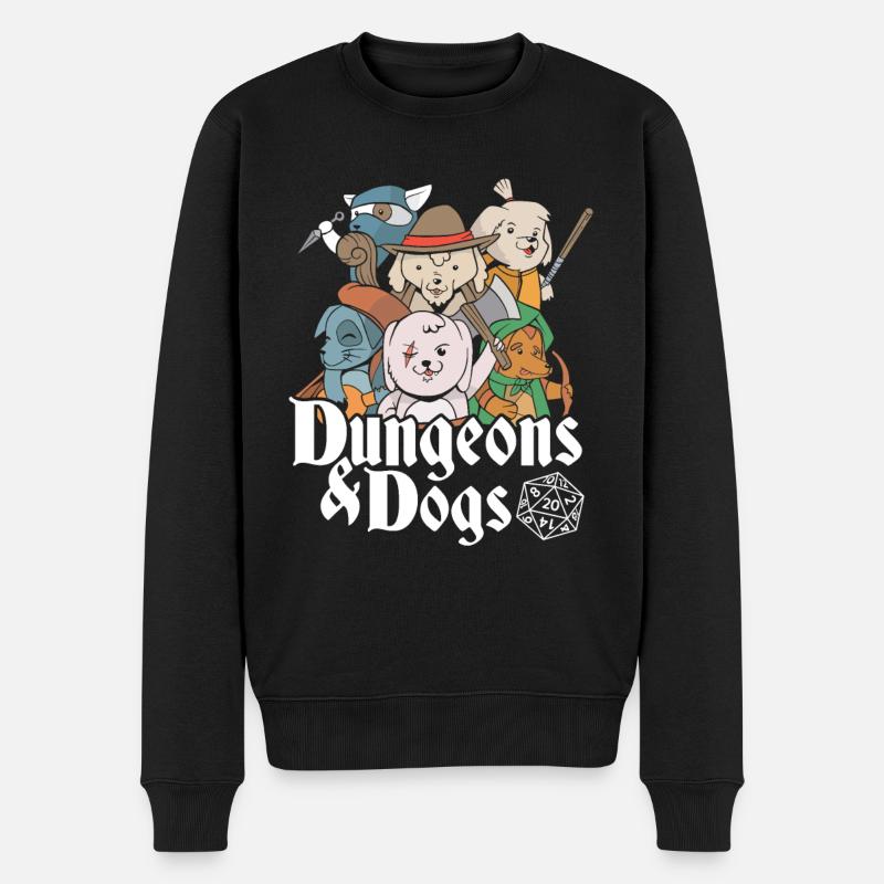 Fantasy Dogs - Dungeons & Dogs - Männer Premium Bio Pullover - Schwarz