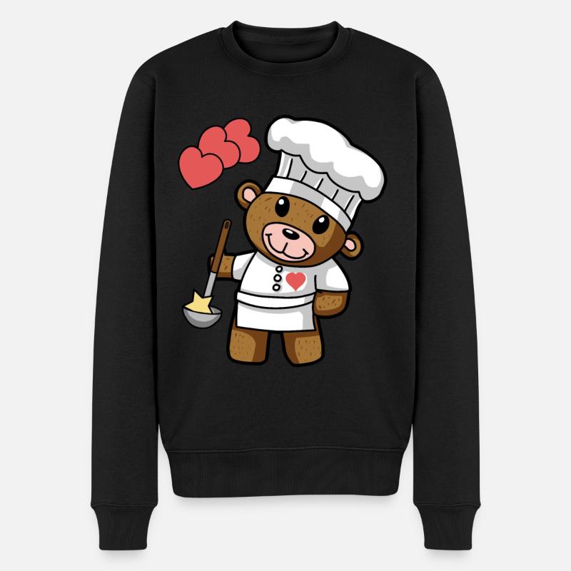 Teddybär Kochkunst kochen Koch Küche Gourmet - Männer Premium Bio Pullover - Schwarz