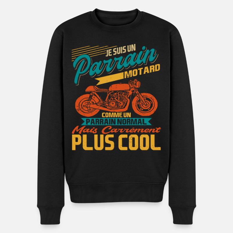 Je Suis Un Parrain Motard Comme Un Parrain Normal - Pull Premium bio Homme - noir