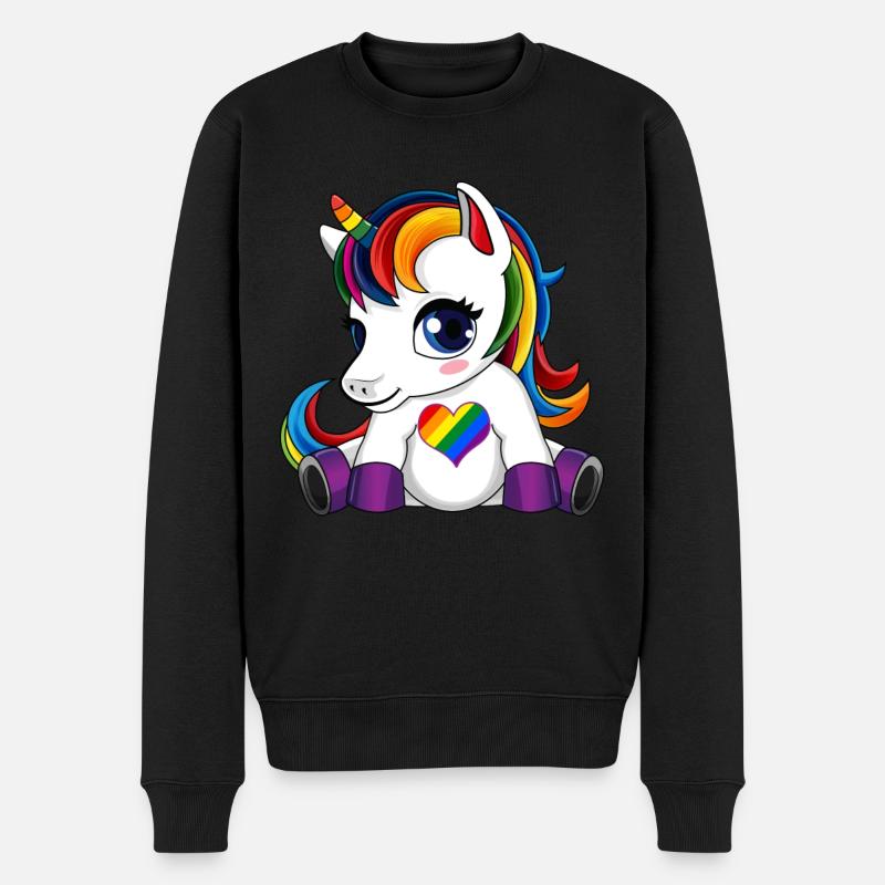 Süße einhorn LGBTQ - Männer Premium Bio Pullover - Schwarz