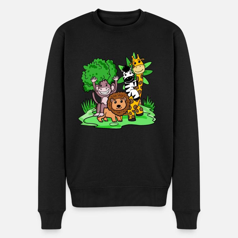Jungle animaux Mignon - Pull Premium bio Homme - noir