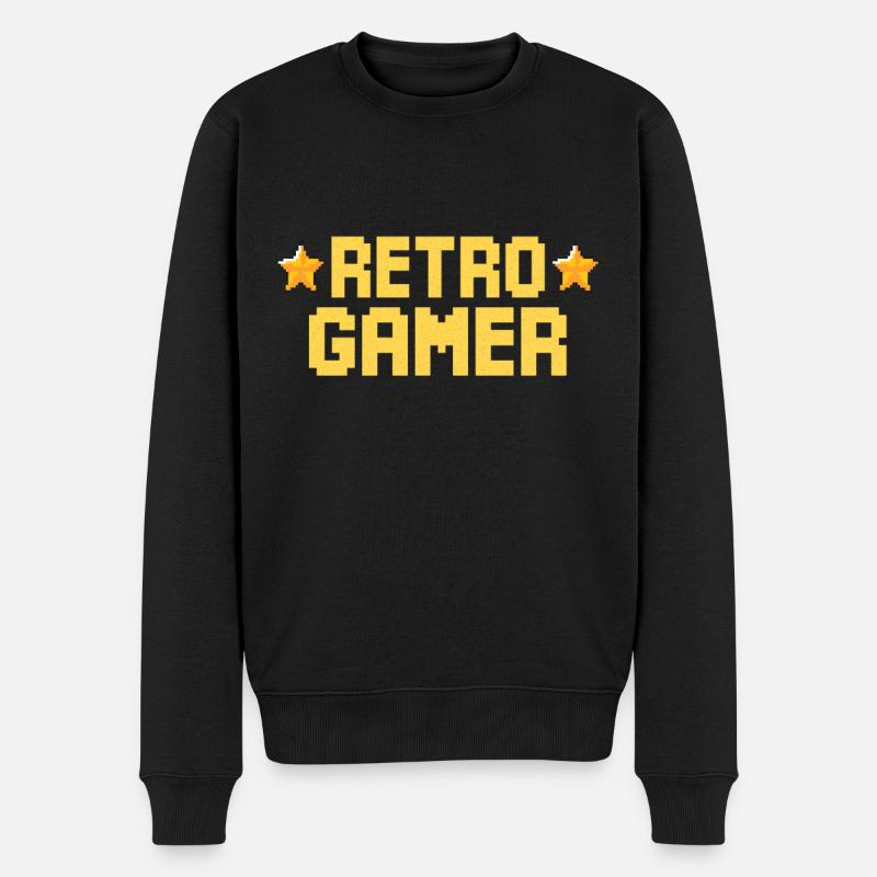 retro gamer - Männer Premium Bio Pullover - Schwarz