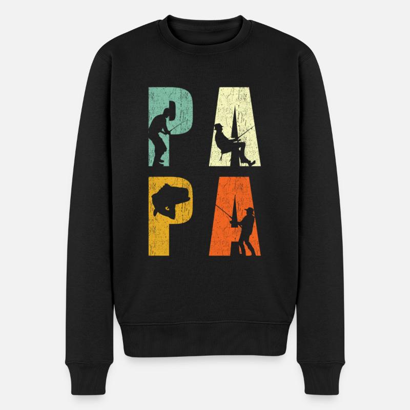Angler Papa Angeln Geschenk - Männer Premium Bio Pullover - Schwarz