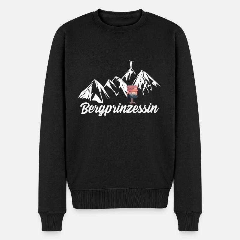 Wandern Bergprinzessin - Männer Premium Bio Pullover - Schwarz