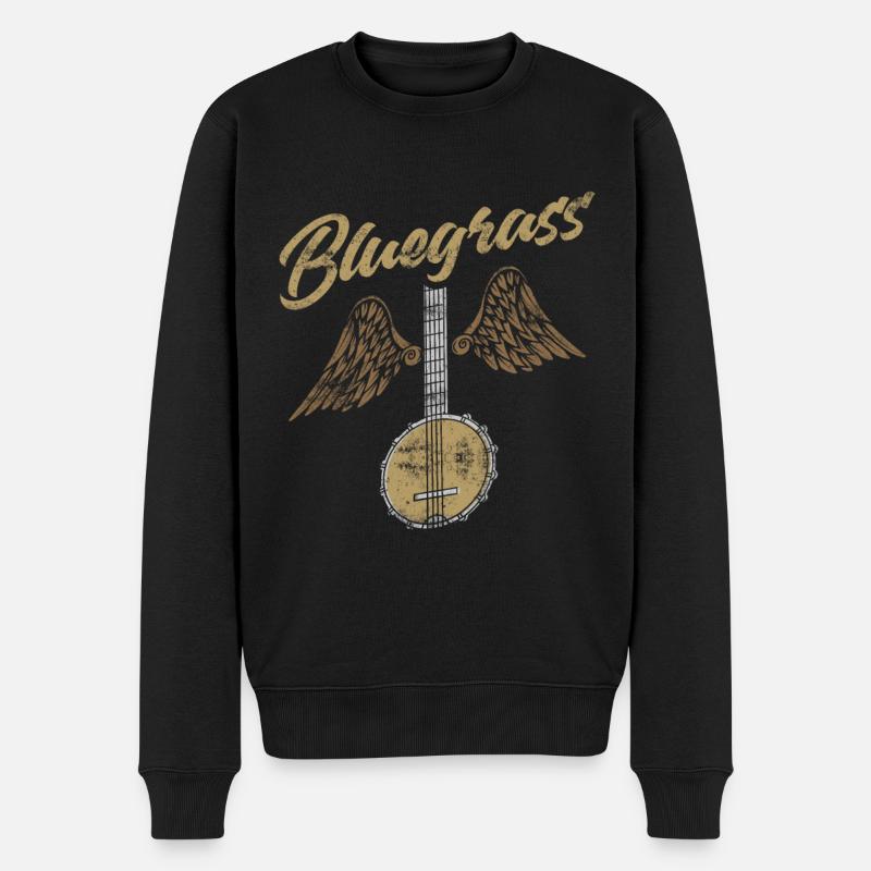 Bluegrass Banjo - Männer Premium Bio Pullover - Schwarz