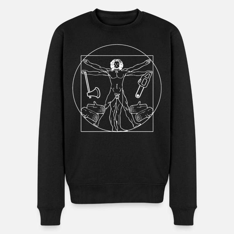 Da Vinci Holzfäller Baumfäller Förster Waldarbeite - Männer Premium Bio Pullover - Schwarz