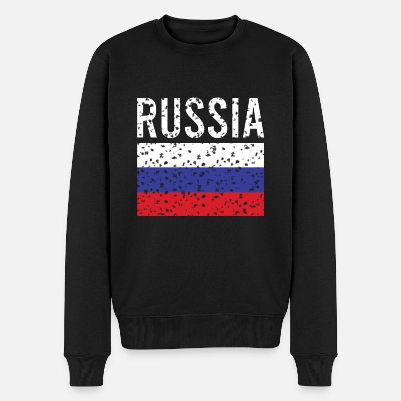 Russland Flagge Vintage - Männer Premium Bio Pullover - Schwarz