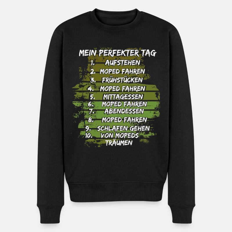 Mofa Fahren .50ccm zweitakt . Moped fahrer ,Roller - Männer Premium Bio Pullover - Schwarz