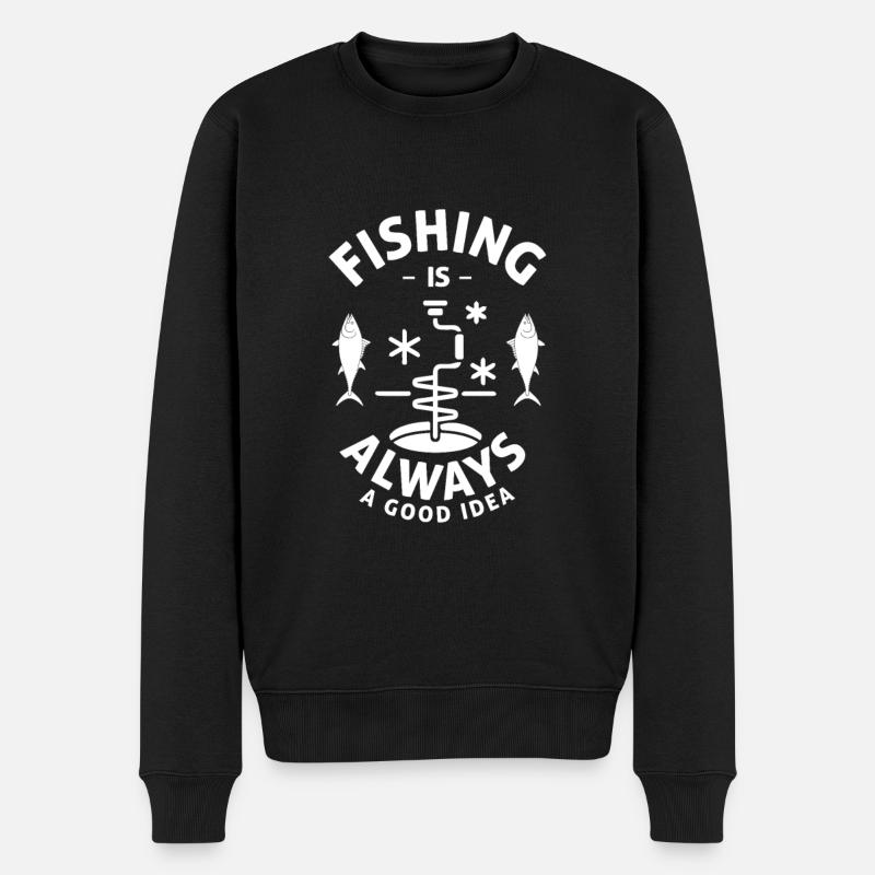 Eisfischen Angeln Eisfischer Eisfisch - Männer Premium Bio Pullover - Schwarz