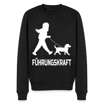 Führungskraft Hund Mann Gassi gehen Herrchen Chef - Männer Premium Bio Pullover - Schwarz - Vorne - Nico (187cm)