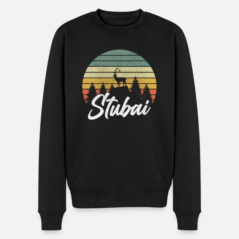 Stubai Urlaub Wintersport Skipiste Stubaital Retro - Männer Premium Bio Pullover - Schwarz