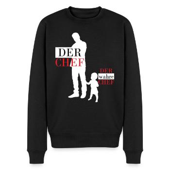 Vater Papa Sohn Partnerlook Outfit Geschenk - Männer Premium Bio Pullover - Schwarz - Vorne - Nico (187cm)