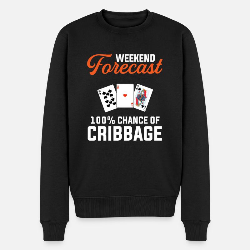 Cribbage weekend forecast funny cribbage - Men's Premium Organic Jumper - black