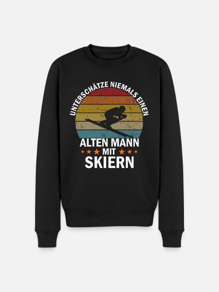Mann mit Skiern - Männer Premium Bio Pullover - Schwarz