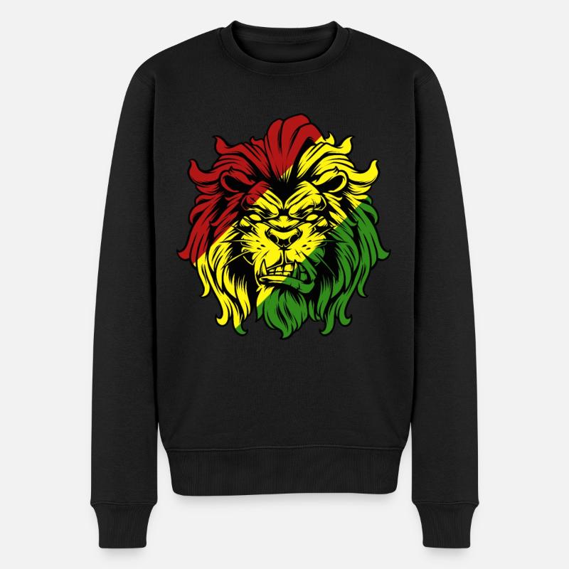Rasta Löwe Roots Reggae Musik Jah Jamaika Geschenk - Männer Premium Bio Pullover - Schwarz