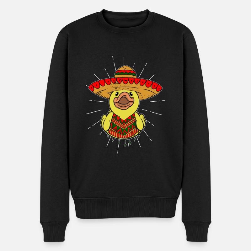 Mexiko Ente mit Sombrero und Poncho - Männer Premium Bio Pullover - Schwarz
