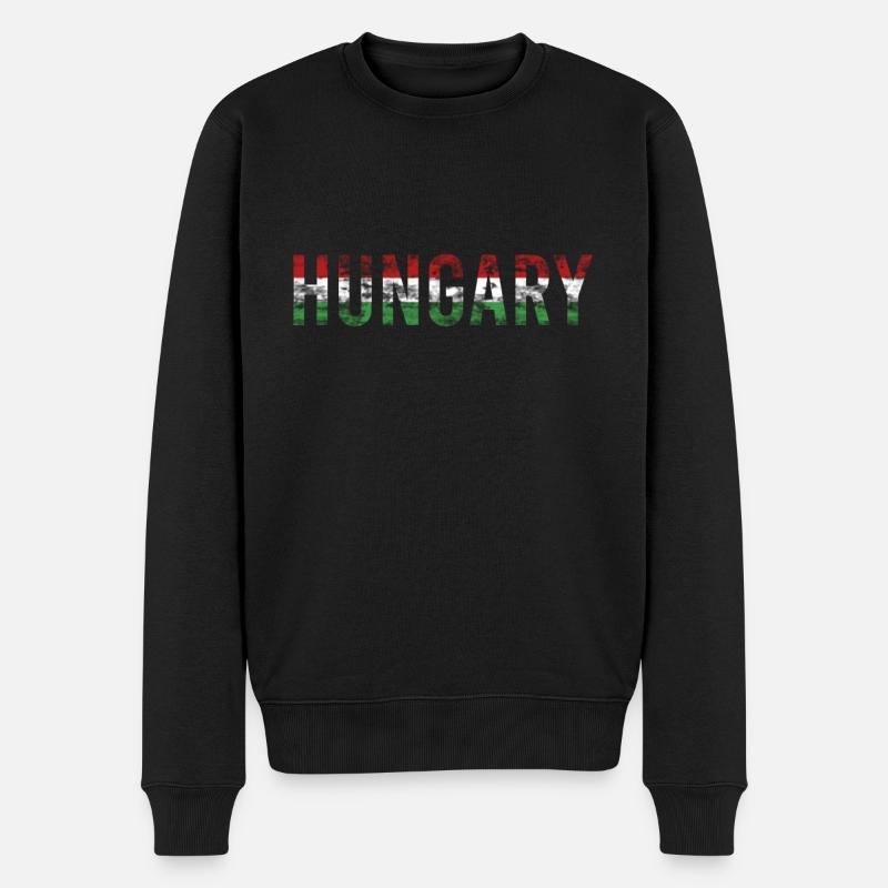 Hongrie Inscription drapeau - Pull Premium bio Homme - noir