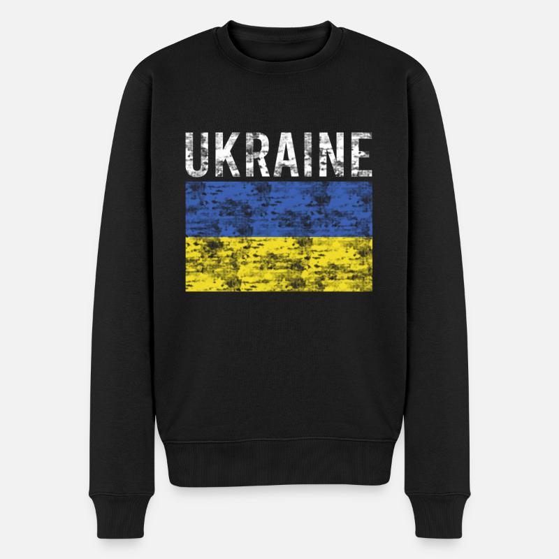Ukraine Flagge - Männer Premium Bio Pullover - Schwarz