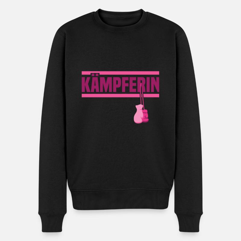 Brustkrebs Bewusstsein Kämpferin Mutter - Männer Premium Bio Pullover - Schwarz