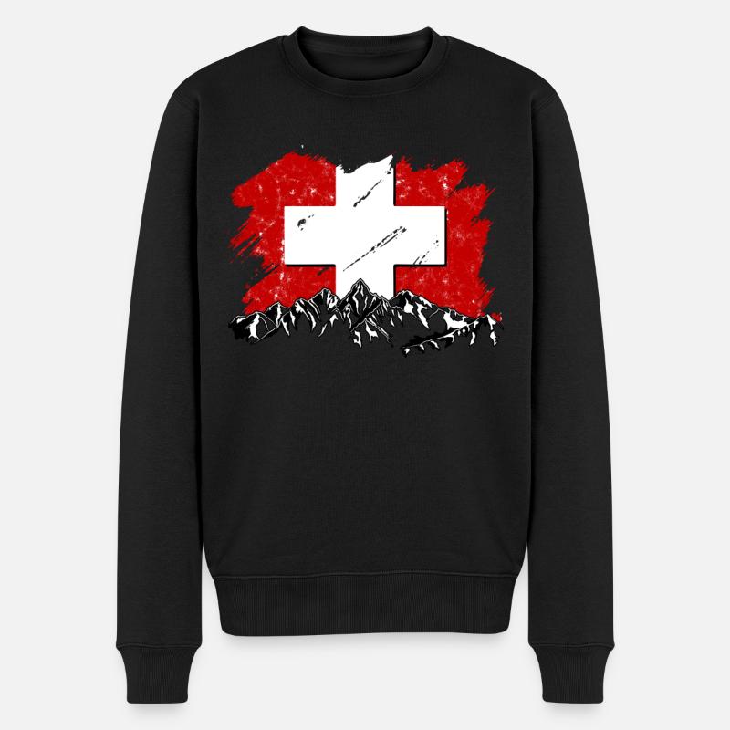 Schweiz - Männer Premium Bio Pullover - Schwarz