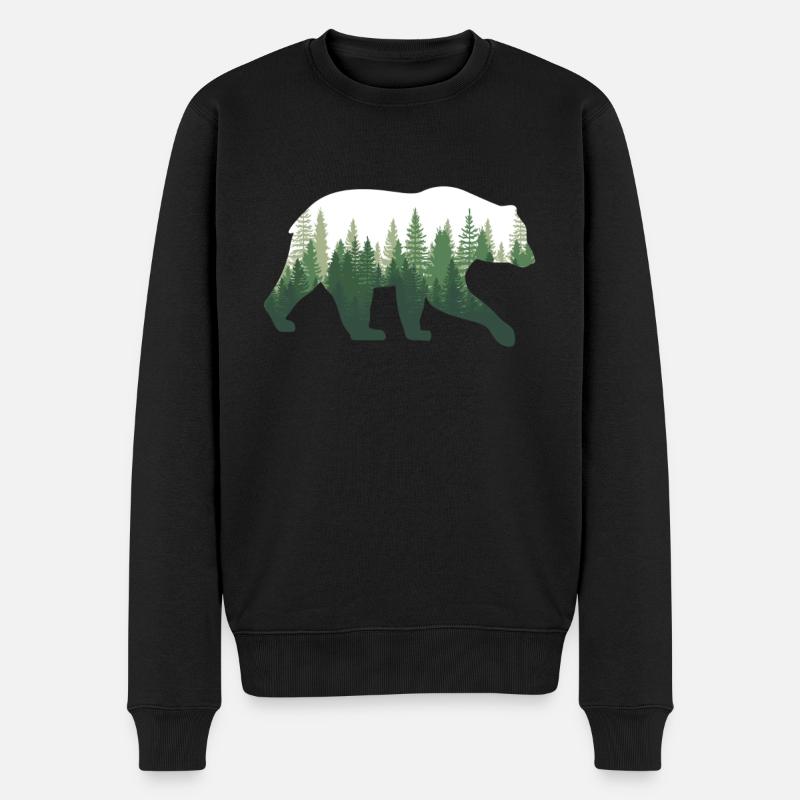 Bär Natur Wald - Männer Premium Bio Pullover - Schwarz