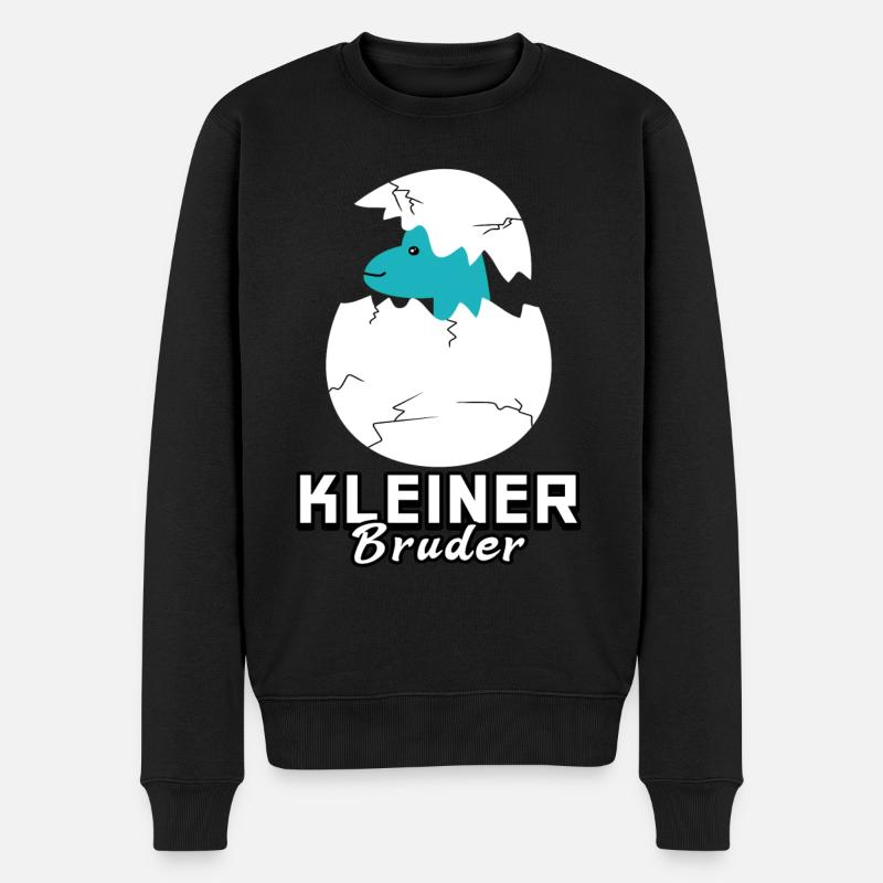 Kleiner Bruder Dinosaurier - Männer Premium Bio Pullover - Schwarz
