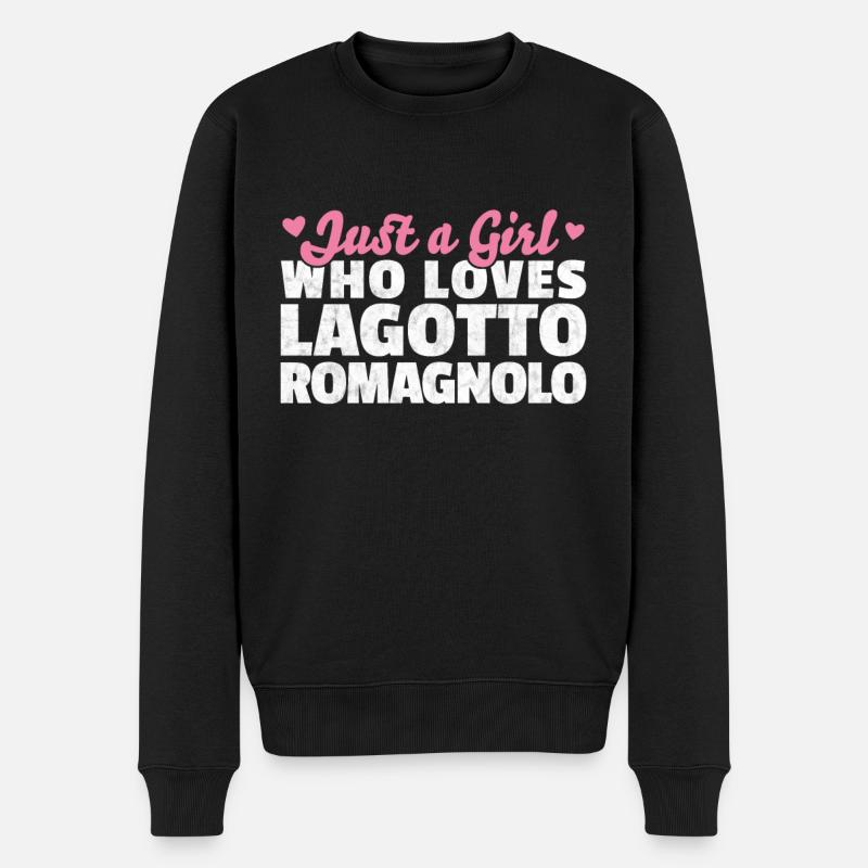 Mädchen das Lagotto Romagnolo liebt Spruch - Männer Premium Bio Pullover - Schwarz