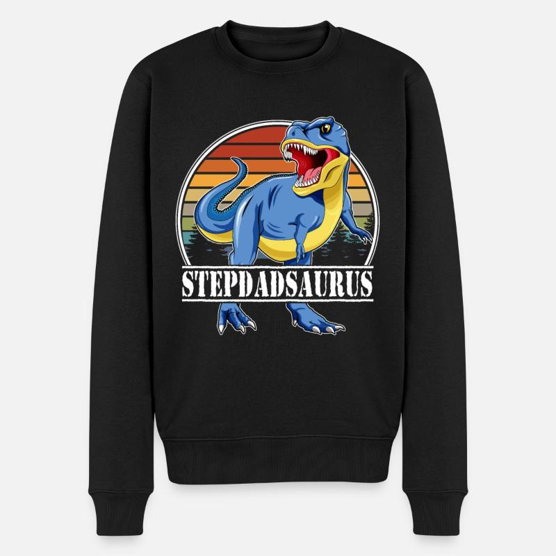 Dinosaurier-Familie - Stepdadsaurus - Männer Premium Bio Pullover - Schwarz