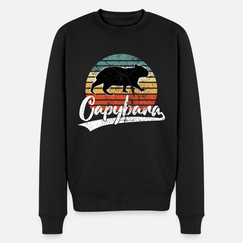 Capybara Capibara Nagetier Wasserschwein Retro - Männer Premium Bio Pullover - Schwarz