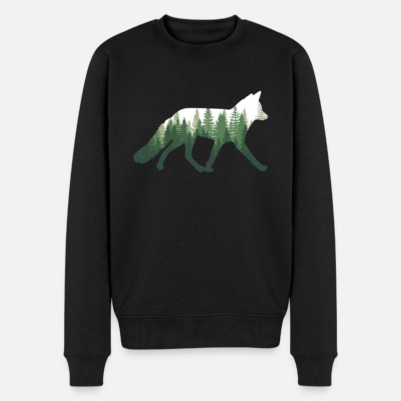 Renard nature forêt - Pull Premium bio Homme - noir