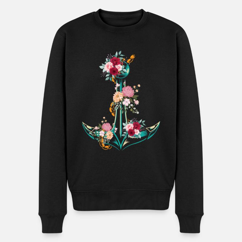 Ancre fleurs - Pull Premium bio Homme - noir