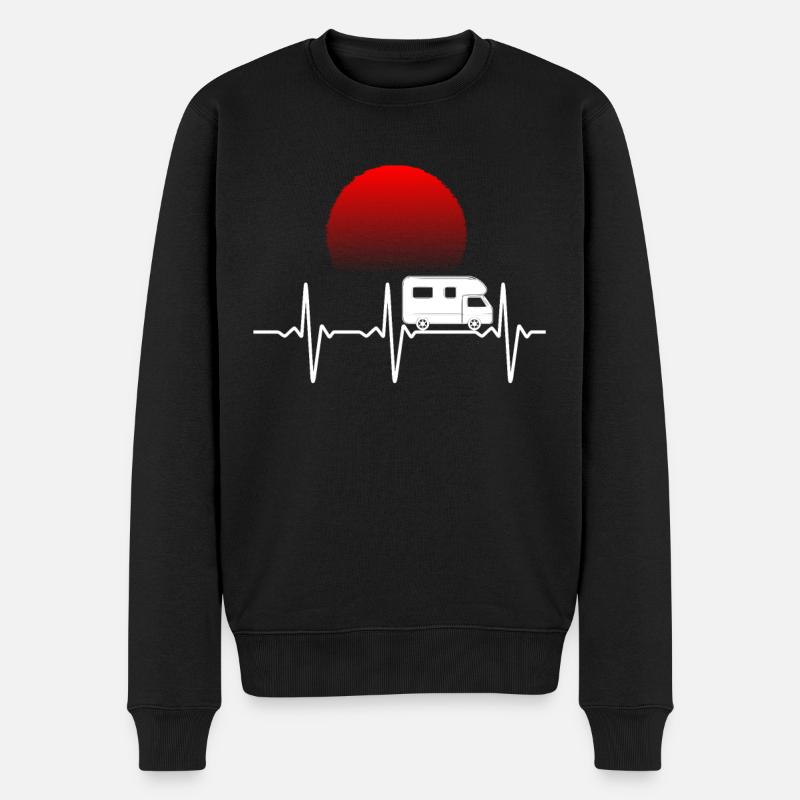 Camping Urlaub Herzschlag Sonnenuntergang Zelten - Männer Premium Bio Pullover - Schwarz