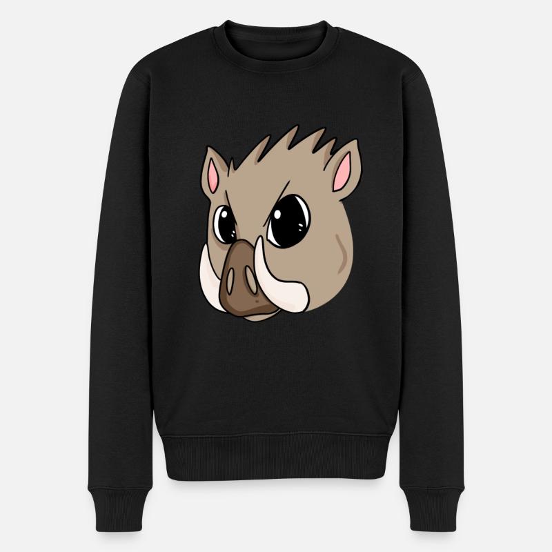 Wildschwein - Männer Premium Bio Pullover - Schwarz