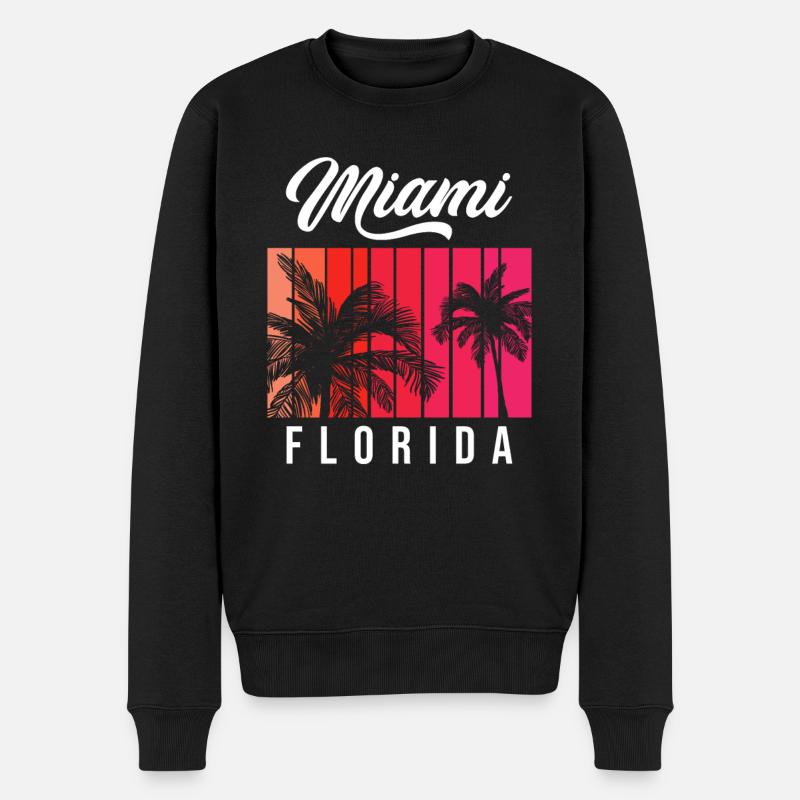 Miami Florida Retro Sunset - Männer Premium Bio Pullover - Schwarz