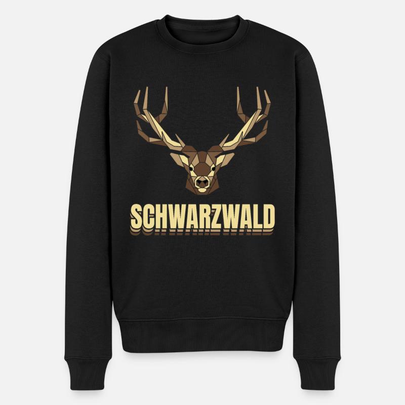 Schwarzwald Hirsch Geweih Low Polygon Schwaben - Männer Premium Bio Pullover - Schwarz