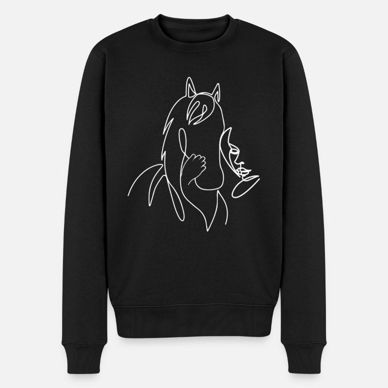 Cheval Lineart - Pull Premium bio Homme - noir