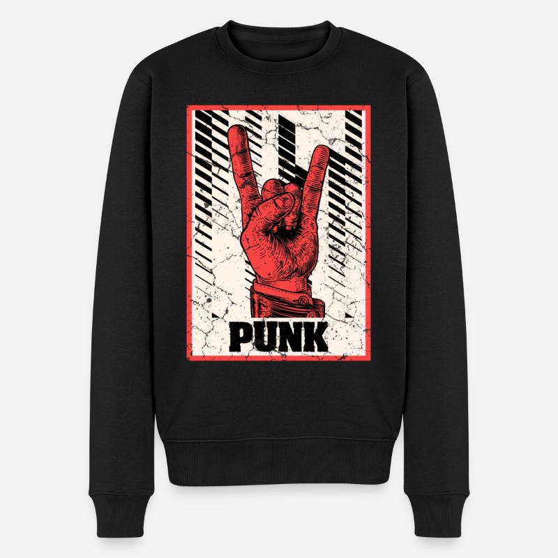 Teufelshorn Punks Punk - Männer Premium Bio Pullover - Schwarz