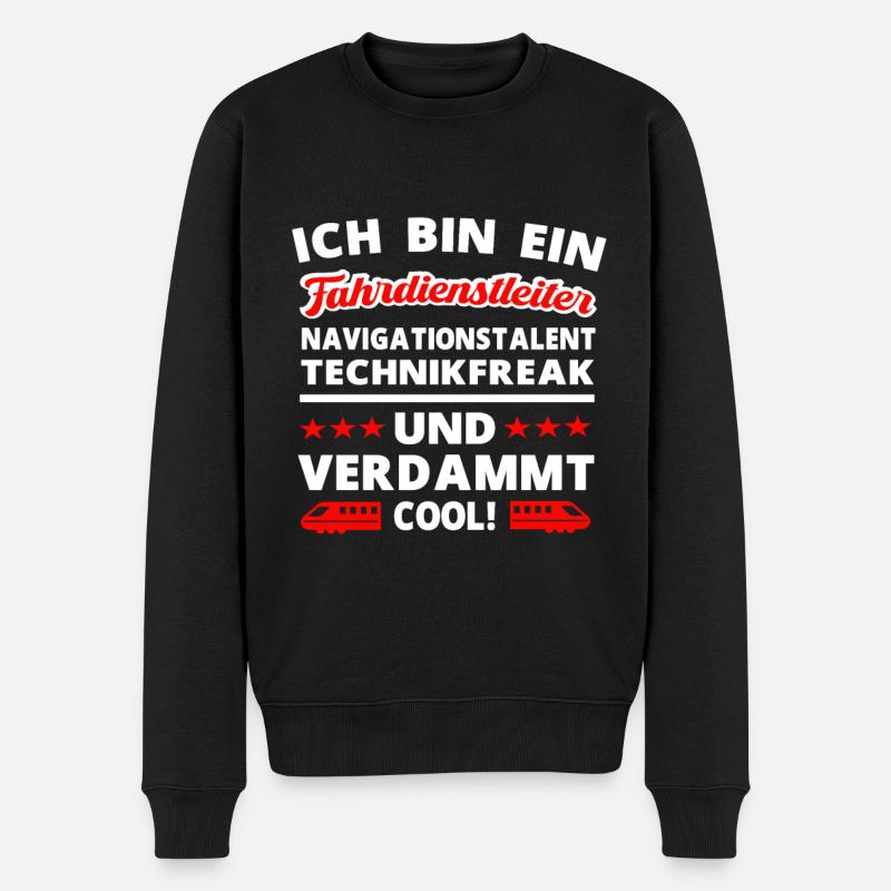 Fahrdienstleiter und Eisenbahner Lokomotive Bahn - Männer Premium Bio Pullover - Schwarz