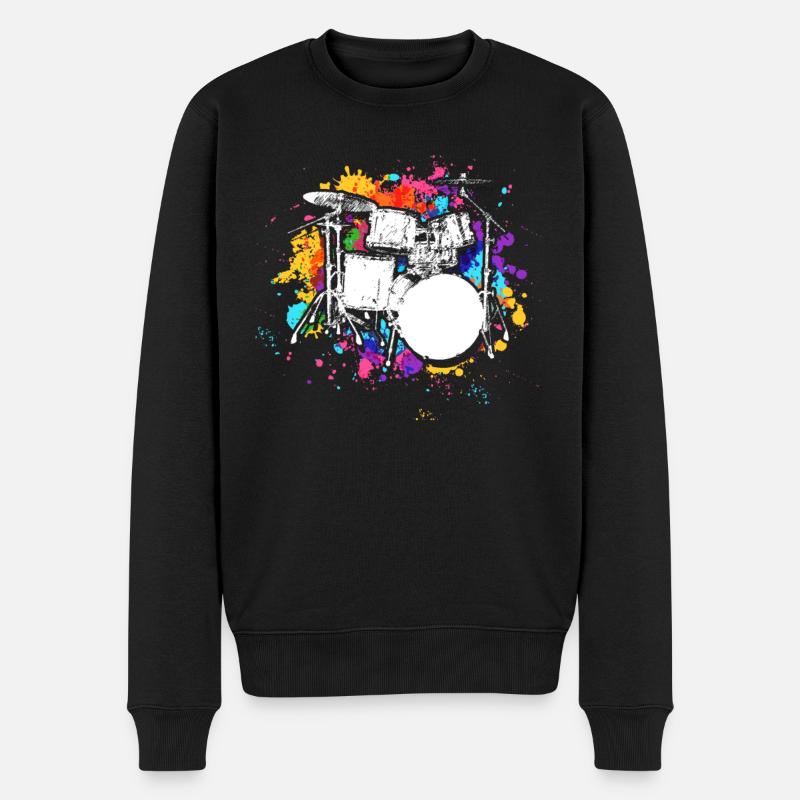 Schlagzeug - Männer Premium Bio Pullover - Schwarz