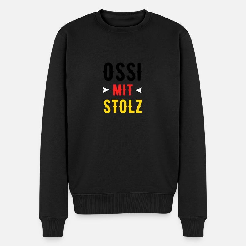 Ossi mit Stolz Mauerfall Wiedervereinigung DDR - Männer Premium Bio Pullover - Schwarz