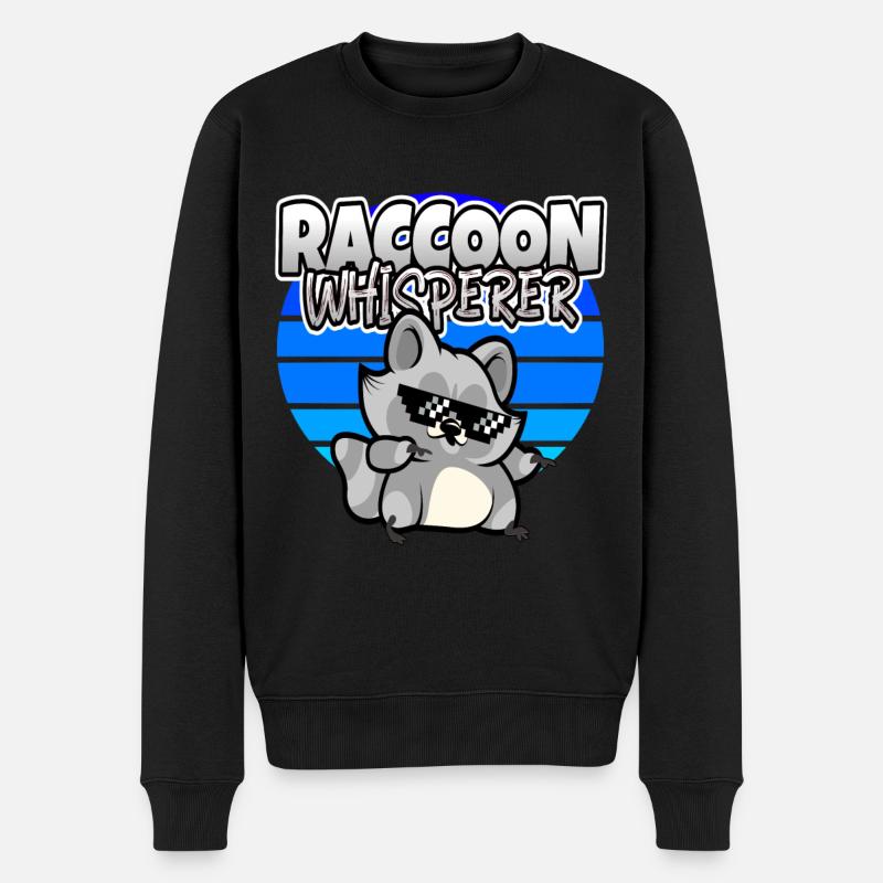 raccoon whisperer - Männer Premium Bio Pullover - Schwarz