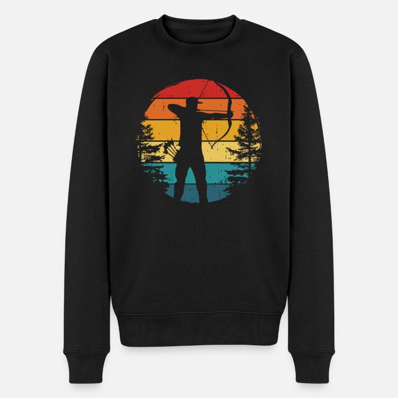 Bogenschießen Bogenschütze Vintage Motiv - Männer Premium Bio Pullover - Schwarz
