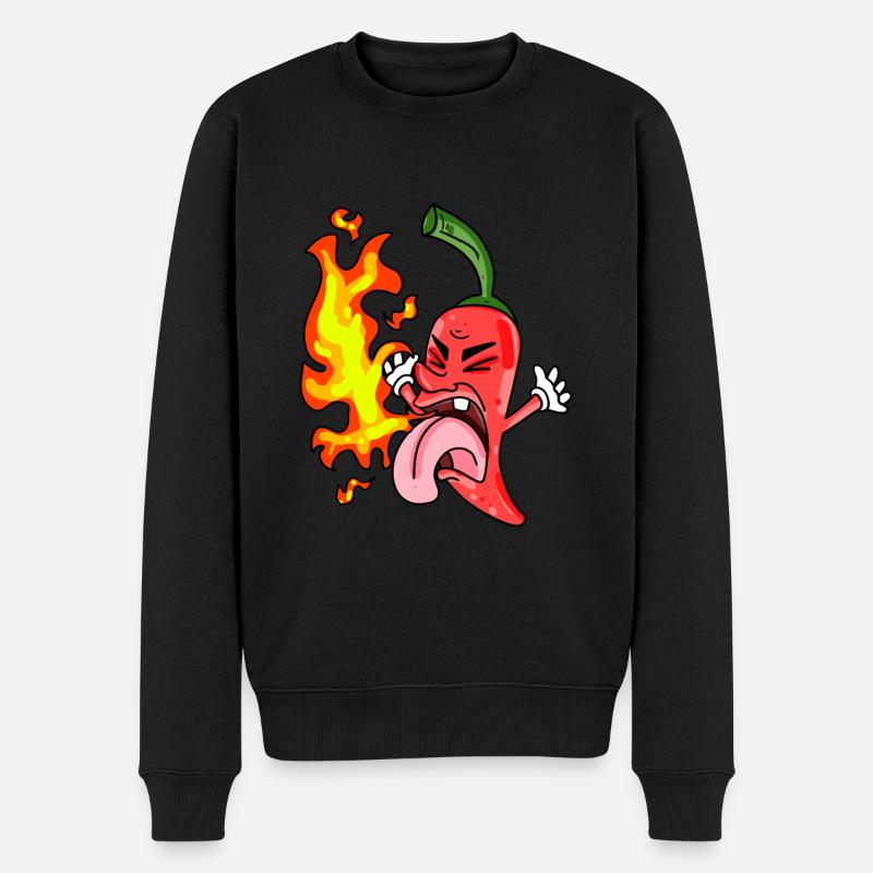 Lustige Chilischote - Peperoni - Männer Premium Bio Pullover - Schwarz