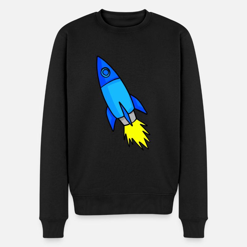 Rakete im Weltall - Männer Premium Bio Pullover - Schwarz