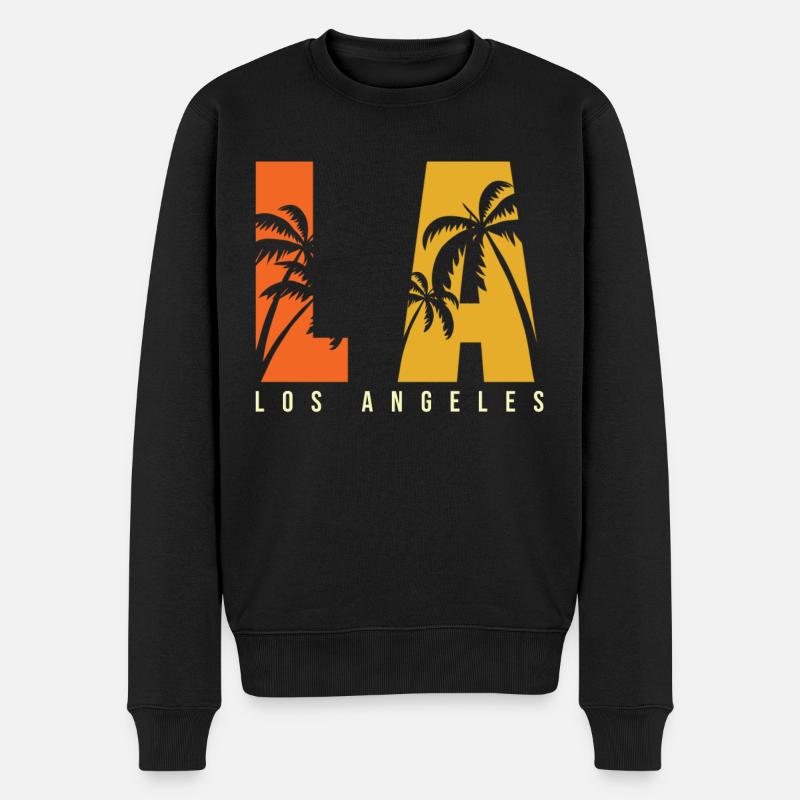 LA Los Angeles - Männer Premium Bio Pullover - Schwarz