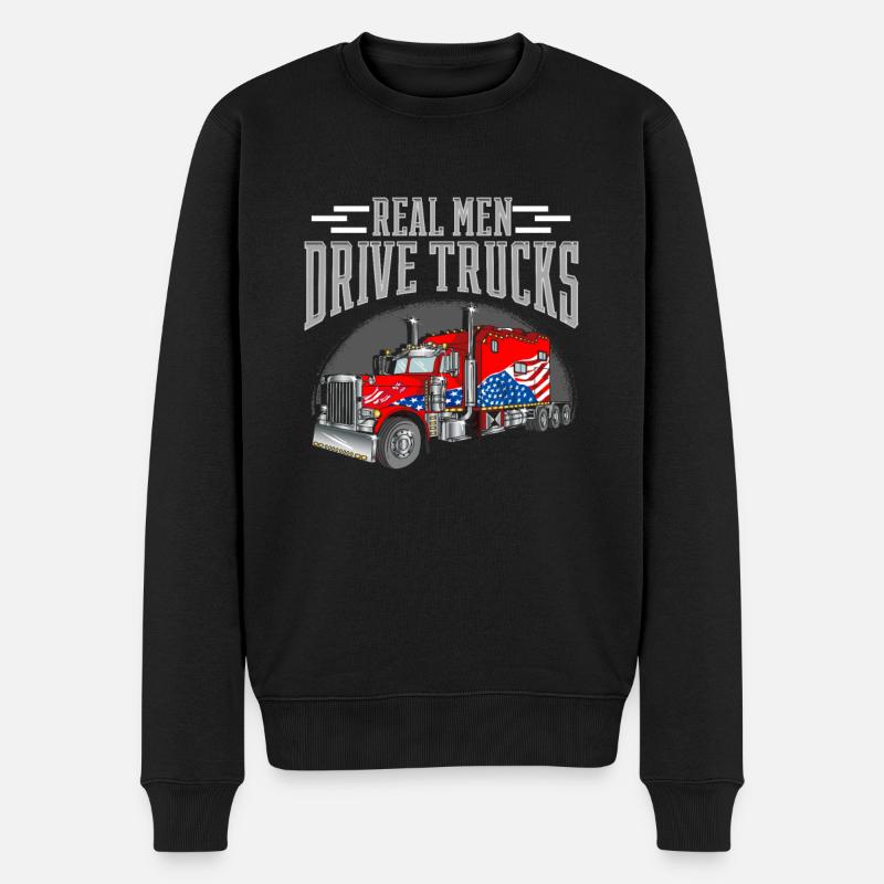 Real men drive trucks. Design for truck drivers - Männer Premium Bio Pullover - Schwarz
